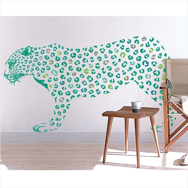 東京ステッカー 高級ウォールステッカー 動物 ヒョウ Lサイズ ＊TS0019-FL グリーン 『おしゃれ かわい..