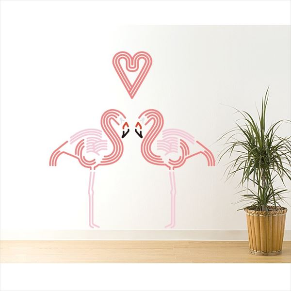 東京ステッカー 高級ウォールステッカー 動物 フラミンゴ ハート Mサイズ ＊TS0045-AM ピンク 『おしゃ..