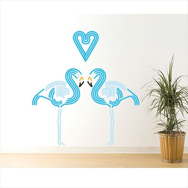 東京ステッカー 高級ウォールステッカー 動物 フラミンゴ ハート Lサイズ ＊TS0045-BL ブルー 『おしゃ..