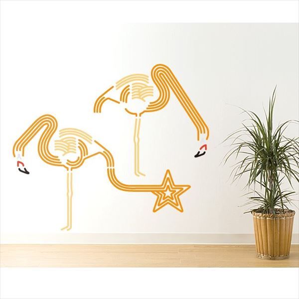 東京ステッカー 高級ウォールステッカー 動物 フラミンゴ ドリンク Mサイズ ＊TS0046-CM オレンジ 『お..