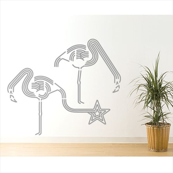 東京ステッカー 高級ウォールステッカー 動物 フラミンゴ ドリンク Mサイズ ＊TS0046-DM グレー 『おし..