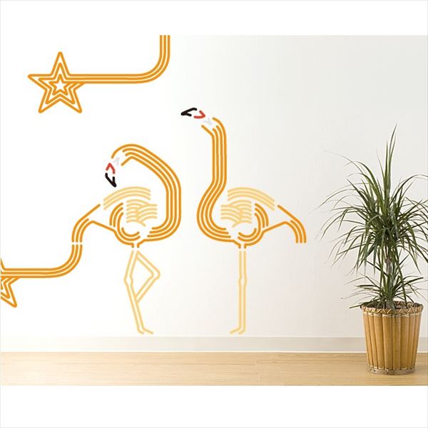 Fixtures, Garden, Lantern - 東京ステッカー 高級ウォールステッカー 動物 フラミンゴ ルック Sサイズ ＊TS0047-CS オレンジ 『おしゃれ かわいい』 『壁 シール』