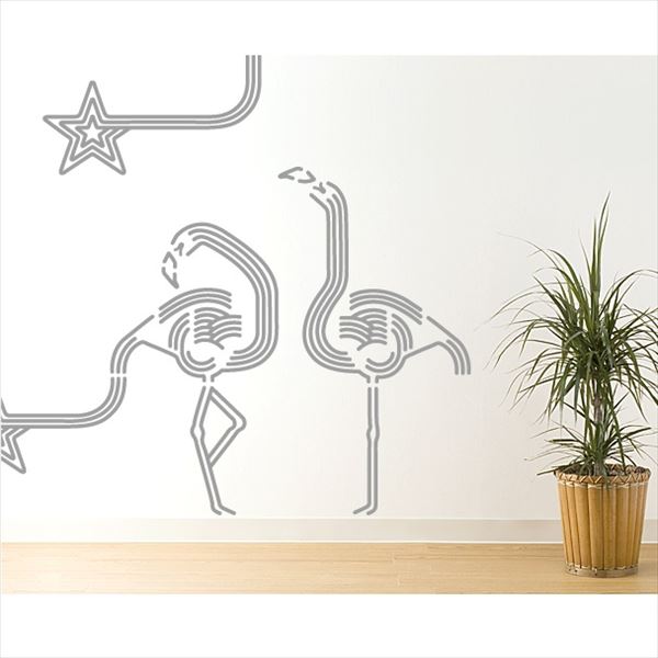 東京ステッカー 高級ウォールステッカー 動物 フラミンゴ ルック Sサイズ ＊TS0047-DS グレー 『おしゃ..