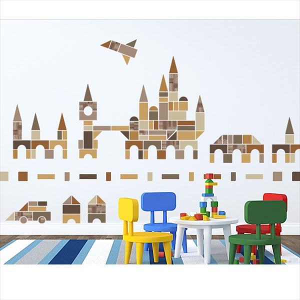 東京ステッカー 高級ウォールステッカー キッズ 積み木遊び Mサイズ ＊TS0029-BM ブラウン 『おしゃれ ..