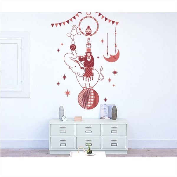 東京ステッカー 高級ウォールステッカー キッズ 動物たちのサーカス Sサイズ ＊TS0004-DS バーミリオン..