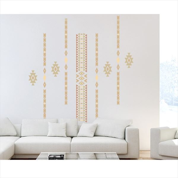 東京ステッカー 高級ウォールステッカー グラフィックアート トライバル Sサイズ ＊TS0016-BS ベージュ 『おしゃれ かわいい』 『壁 シール』