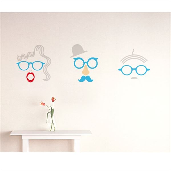 東京ステッカー 高級ウォールステッカー グラフィックアート メガネ Sサイズ ＊TS0048-DS ブルー 『お..