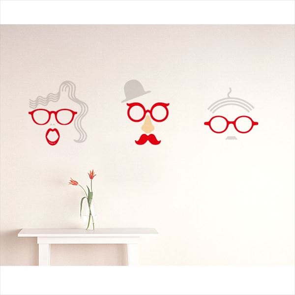 東京ステッカー 高級ウォールステッカー グラフィックアート メガネ Mサイズ ＊TS0048-CM レッド 『お..