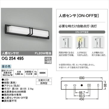 オーデリック　ポーチライト　# OG 254 495　　人感センサ付　＊昼白色