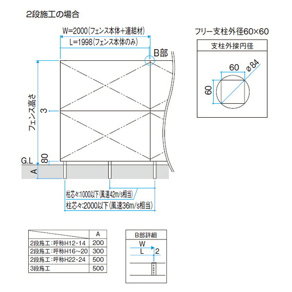 三協アルミ レジリア 2段フリー支柱 H18 60角支柱 『YL2型は取付不可』 『アルミフ...