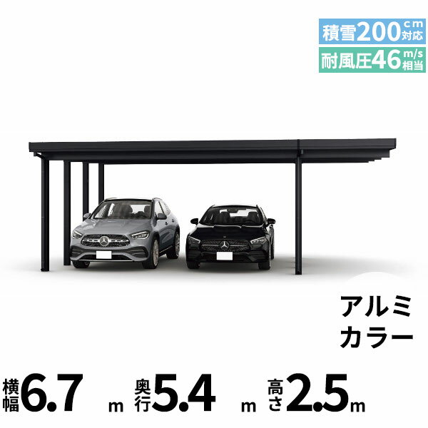 樂天商城 - 【キャンペーン対象商品】【商品のみ】カーポート 2台用 YKK YKKAP ジーポート Pro 6000タイプ 横材なし 明かり取りなし 間口延長柱8本(梁4列) E55-48・18 H25(凍上柱)『 折板 セッパン カーポート 車庫 ガレージ 駐車場