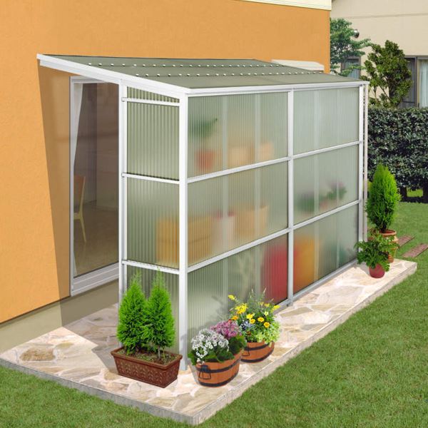 【送料無料】三協アルミ オイトック 2.5間×4尺 波板タイプ／関東間／H=9尺／両袖タイプ／600タイプ／2連棟 ※パネル別売『物置 1階用 ストックヤード DIY 雨よけ 洗濯干し場 後付け エクステリア 』