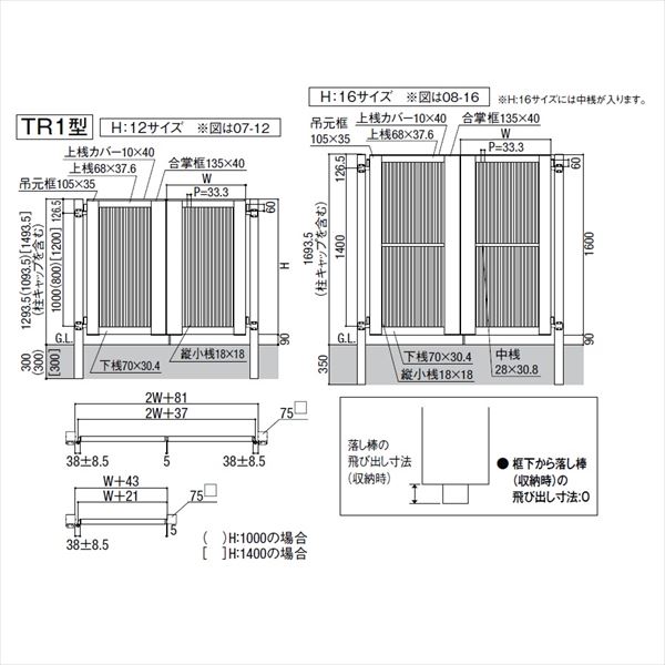 【送料無料】リクシル 開き門扉AB TR1型 09-14 両開き 柱仕様『LIXIL ゲート 部材 ...