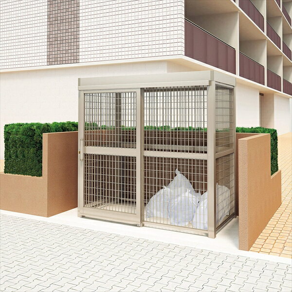 Rakuten - 【法人様限定商品 個人宅・現場配送不可】四国化成 ゴミストッカーAMR1型 開き戸式 積雪荷重3000N/m2 全面メッシュ 基本セット GAMR1T-GU2010 『ゴミ袋（45L）集積目安 75袋、世帯数目安 37世帯』 ステンカラー