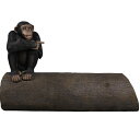 FRP 大木に腰掛けるチンパンジー / Monkey on tree trunk fr180038 『動物園オブジェ アニマルオブジェ 店舗・イベント向け』