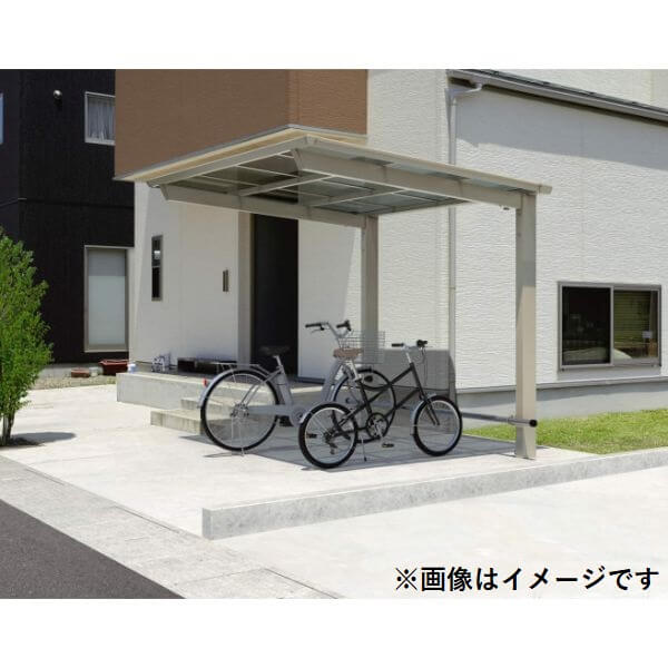 サイクルポート 三協アルミ セルフィ ミニタイプ 奥行2連結タイプ 2918×2 H25 本体：アルミ形材/屋根材：熱線遮断ポリカ 『サビに強いアルミ 家庭用 自転車置き場 屋根』