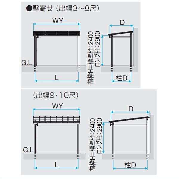 【送料無料】三協アルミ ナチュレ テラスタイプNY型 壁寄せ納まり ロング柱 600タ...