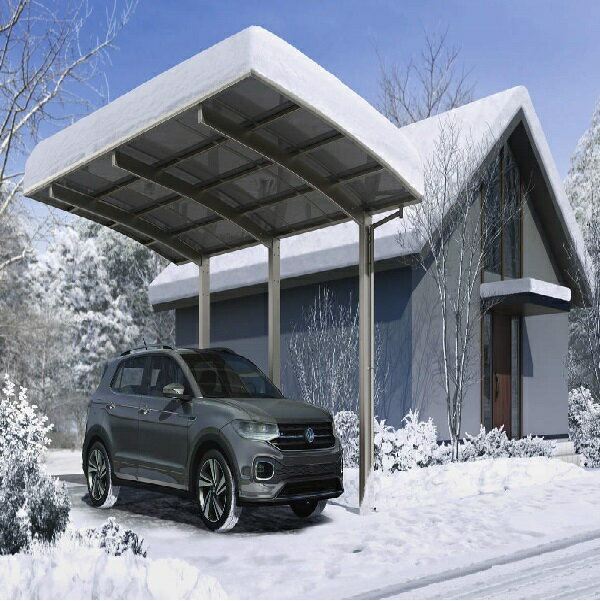 全国配送　YKKAPアリュース 1500タイプ 単体セット 51-24 標準柱 屋根/ポリカーボネート板 奥行:5052mm×幅:2399mm 有効高:2200mm　柱3本　1台用『 カーポート 車庫 ガレージ 駐車場 屋根 diy 』