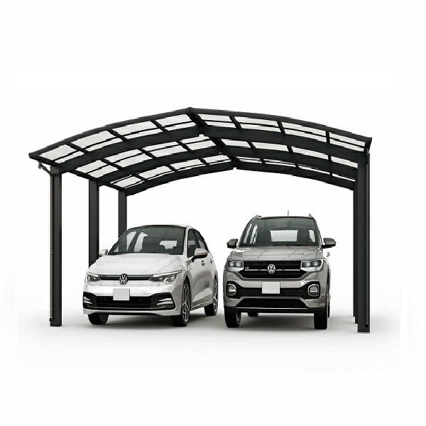 【キャンペーン対象商品】【商品のみ】カーポート 2台用 YKKAP YKK アリュース 1500タイプ M合掌セット M57-24・24L ハイロング柱 屋根/熱線遮断ポリカーボネート板 奥行:5768mm×幅:4814mm 有効高:2800mm　柱6本(4)