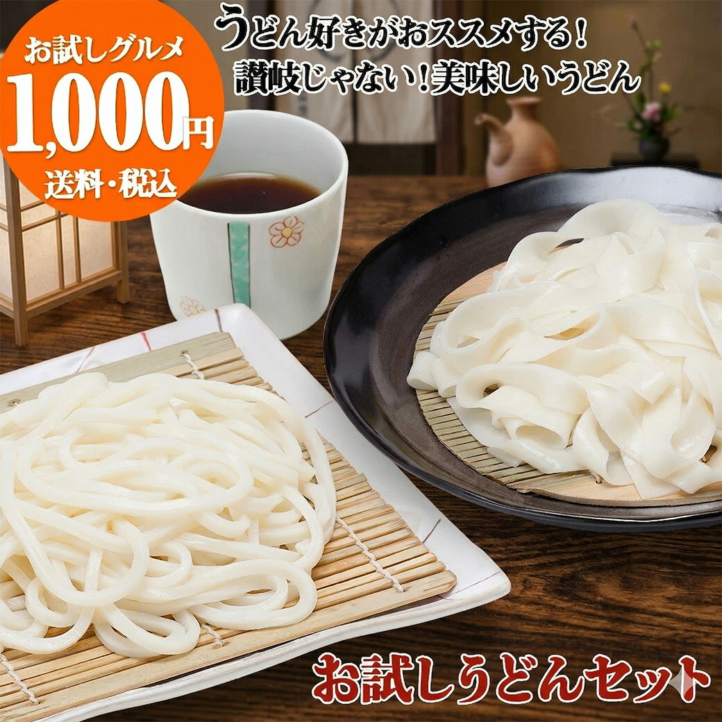 薄く平たい幅広麺との詰合わせ 通販 ひもかわ お試し 1000円ポッキリ 群馬 乾麺 半生麺 群馬 ひもかわ うどん　桐生うどん 2袋 ＋ ひもかわうどん 並麺 2袋セット つゆ4袋 送料無料 うどんセット【ポスト投函配送】