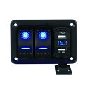 プラスチック製 パネルスイッチ ロッカースイッチ 2個 & USBポート 230010
