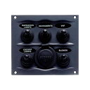 防水パネル 5トグル スイッチ & シガーソケット ON-OFF 369005 ボート用品