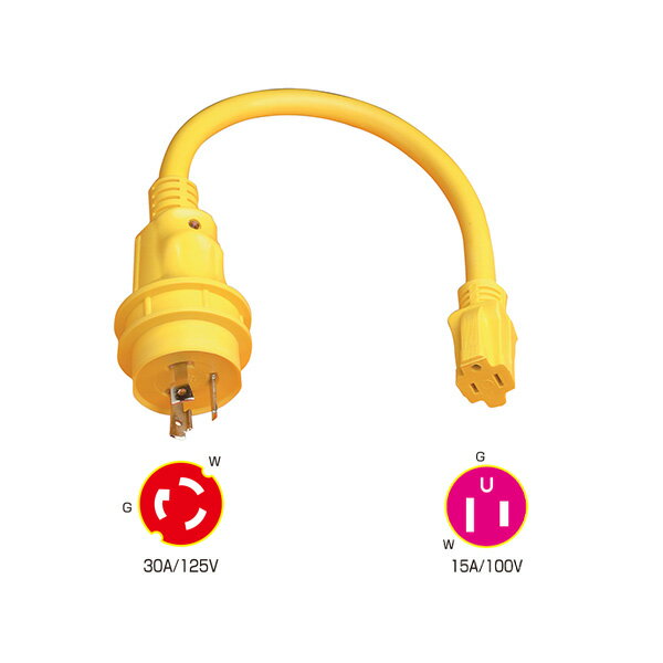 KISAKA キサカ ボート 用品MARINCO マリンコ 陸電ケーブル アダプター ピッグテール 30A 125V ⇒ 15A 100V LED付 469105 【あす楽】