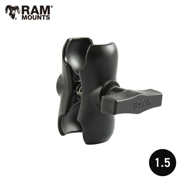 【即納】 RAM-201U-B RAM MOUNTS ラムマウント ショートアーム ダブルソケット RAMマウント 1.5インチボール ジョイント 602018 取扱店 販売店 車載 部品 艤装パーツ アルミボート 振動子ポール 取り付け 釣り バイクマウント GoPro モタード