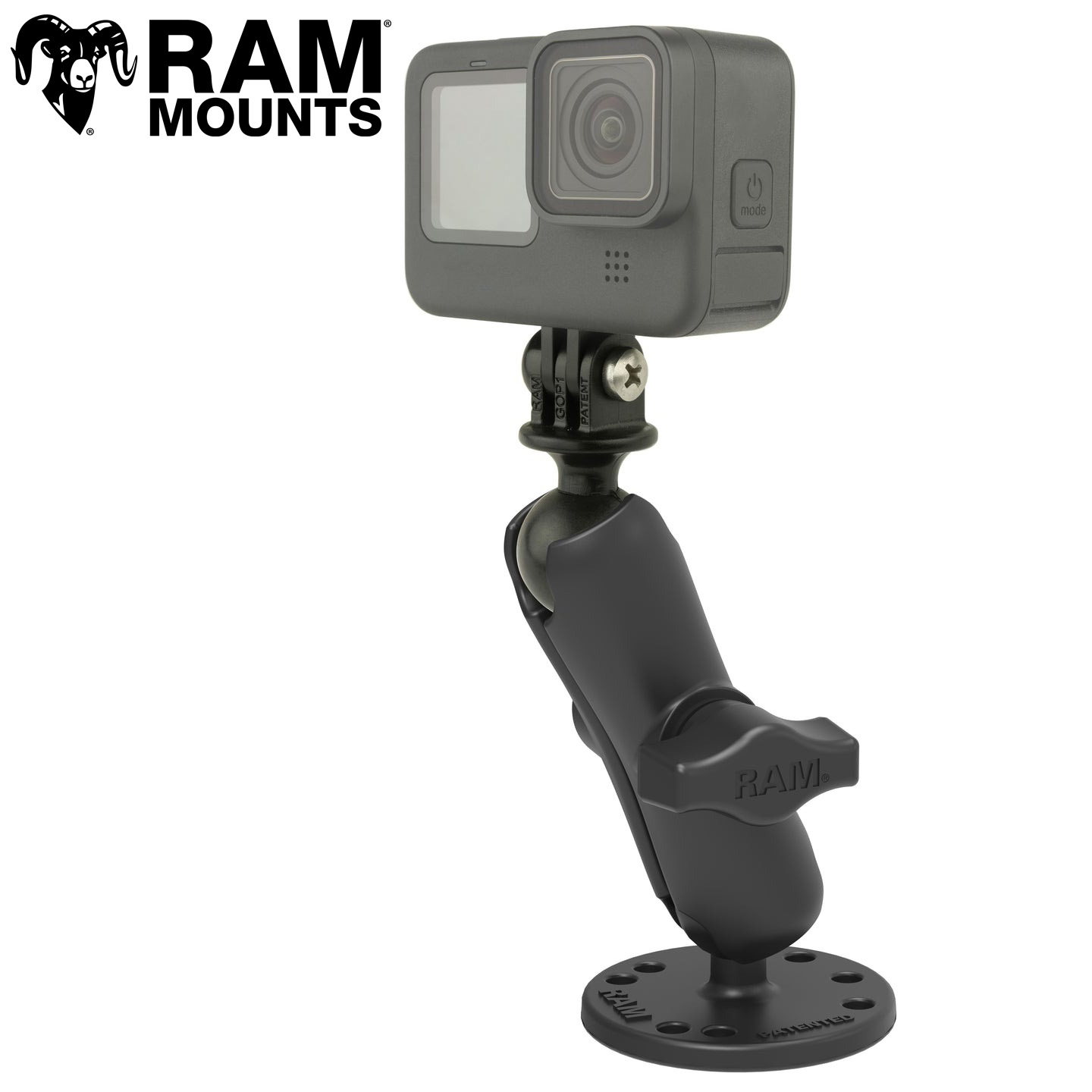 【即納】 ラムマウント RAM-B-138-GOP1U 1インチボール GoProマウント ショートアーム ラウンドベース ゴープロ アクションカメラ 撮影 RAMマウント RAM MOUNTS 正規代理店
