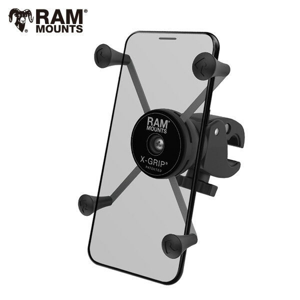 RAM-HOL-UN7-400-2U RAM MOUNTS ラムマウント Xグリップ バイクスマホホルダー クリップ式 ジムニー 携帯マウント iphone 15 対応 RAMマウント タフクロー 708243 ハーレー ハンドルバー 取り付け オフロードバイク サイクリング モタード