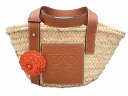 LOEWE ロエベ バスケット スモールバッグ 327.02.S93 ラフィア レザー 夏 かご 別売 スタッズチャーム フラワー コーラル セット【保存袋 保...
