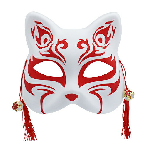 猫半面(白/赤) (12枚）{ お面 おめん 半面 猫面 猫 屋台 お祭り 縁日 子供会 イベント 景品 夏祭り }