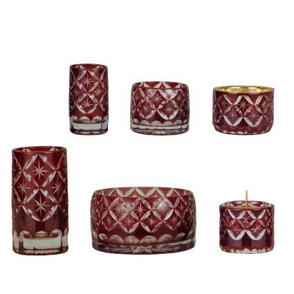 フラン 切子硝子 6具足 レッド