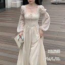 レディース ワンピース 2025秋新作 ロングドレス フレンチ風 気質 方形ネック シフォン 長袖 エレガント 上品 清楚 無地 美シルエット 着痩せ Aライン 大人女子 デート お出かけ 旅行 パーティー 秋コーデ 発表会 フォーマル フェミニン