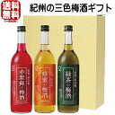 紀州の三色梅酒 ギフトセット 緑茶梅酒 赤い梅酒 蜂蜜梅酒 720ml 化粧箱入り 3本セット 送料無料 送料込み 梅酒ギフト 中野BC 和歌山県 退職祝い お...