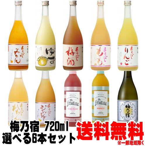 梅乃宿 リキュール 日本酒 720ml 6本 選べる 飲み比べセットあらごし梅酒