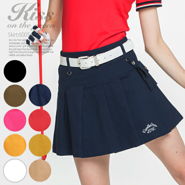 ポーチ付きボックスプリーツスカート【ネイビー】