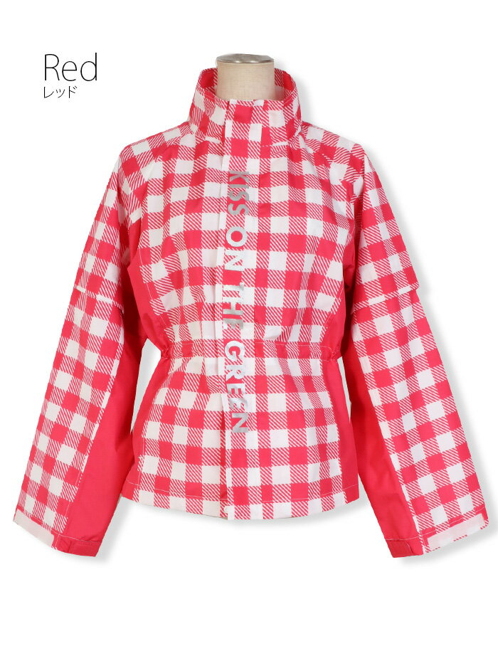 ゴルフウェア レディース 【新改良】より軽くソフトに！チェック柄レインウェアジャケット耐水圧10000mm以上 撥水防水 レインウェア 雨具 雨の日対策