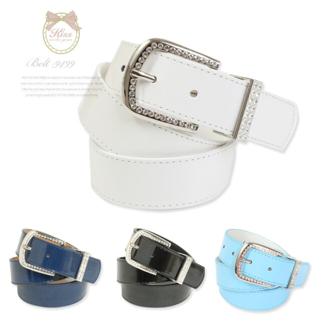 コーデのポイントに♪ラインストーン付きエナメルベルト