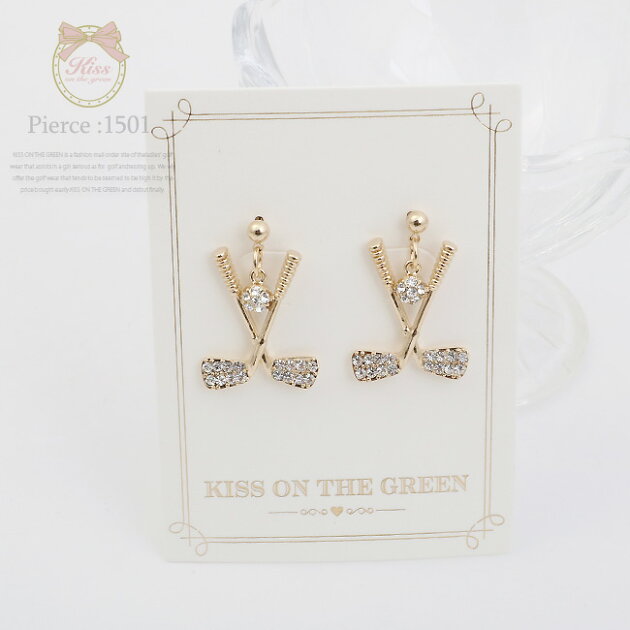 ラインストーン付きクロスクラブピアス