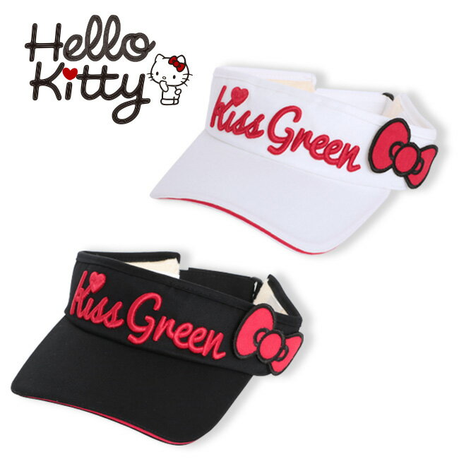 【代引手数料&送料無料】限定Hello Kittyコラボ キティちゃんリボン付きサンバイザー(ゴルフウェア レ...