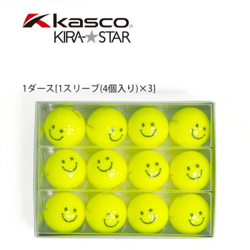 【代引手数料無料】KIRA キスオンザグリーンコラボ オリジナルスタースマイルボール(1ダース) (ゴルフウェア レディース ゴルフウエア)