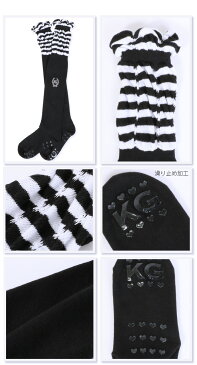 ニーハイソックス / 太ももに優しくフィット!くしゅくしゅボーダーニーハイソックス / ゴルフウェア レディース ゴルフウエア 靴下 ボーダー ソックス ニーハイソックス グレー ブラック 黒