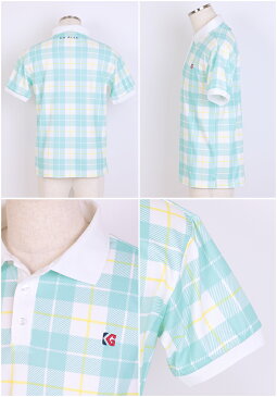 KG-ALEX パステルチェック柄半袖ポロシャツ ゴルフウェア メンズ 夏 吸汗速乾 UV加工 接触冷感 全3色 M-XL (ゴルフウェア メンズ 半袖ポロ 夏 )【メンズウェア】ギフト 父の日 誕生日 プレゼント コンペ ペアルック