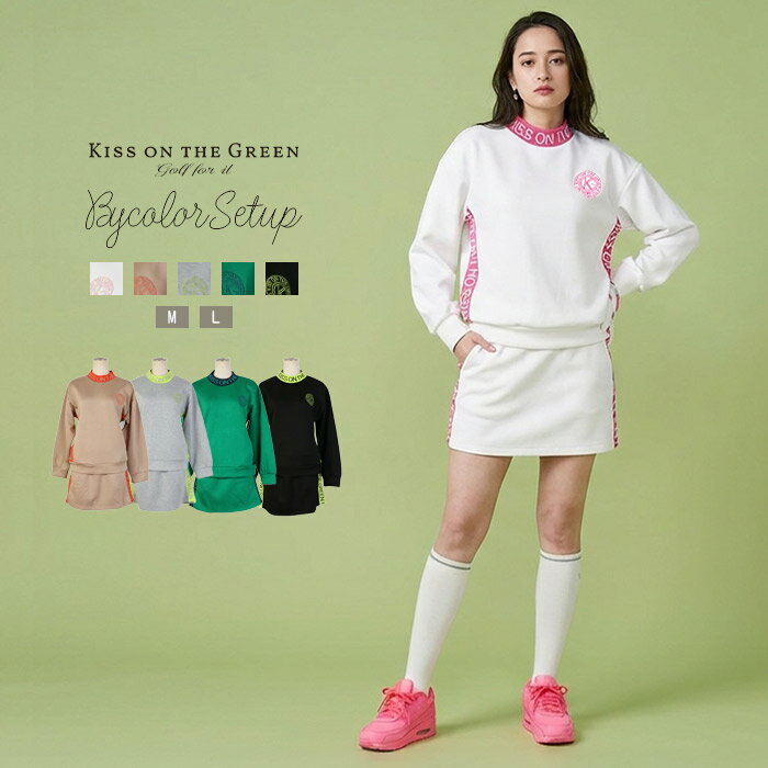 ゴルフウェア レディース ロゴジャガードリブ入りプルオーバー＆スカート上下セット (スカートはインナ..