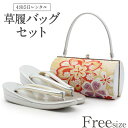 草履バッグ レンタル フリーサイズ / シルバー【往復送料無料 草履バッグセット】【振袖/袴に】履物 レンタル草履バッグ 和装 礼装用 着物 成人式 婚礼 結婚式 披露宴 パーティ 卒業式 結納 可愛い オシャレ レトロ 赤 紫 白 Lサイズ 留袖 訪問着 レディース【レンタル】