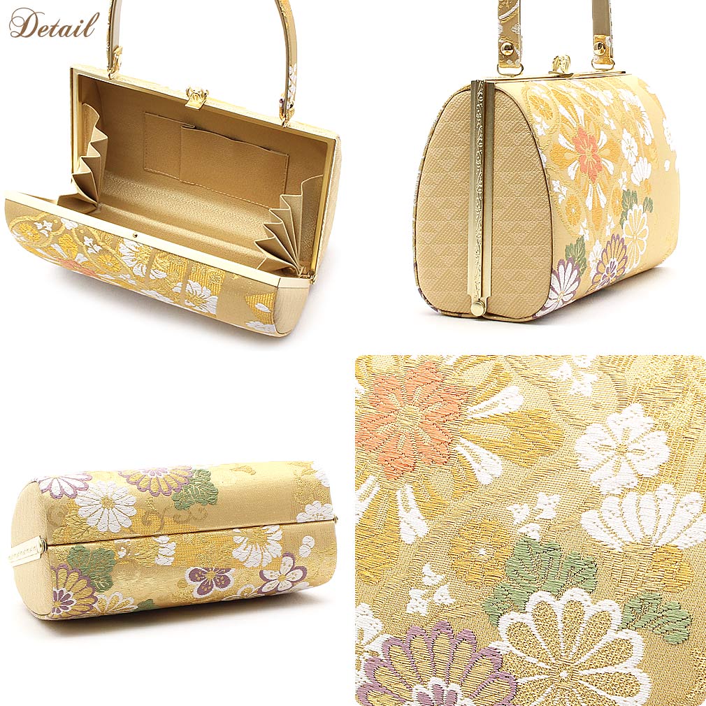 草履バッグセット 黒留袖 草履 バッグセット 礼装 訪問着 Lサイズ フリーサイズ ゴールド 金 変り七宝に菊 正絹帯地 日本製 草履バックセット 草履バック 草履バッグ 草履 バッグ セット