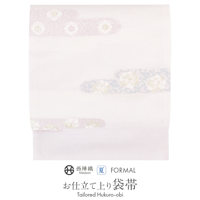 袋帯 単衣から夏向け 新品未使用品 花菱 金糸 銀糸 正絹 六通 N003 6-4-01850a.jpg