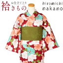 着物 小紋 袷 洗える エンジ 桜菊絢爛 M Lサイズ ナカノヒロミチ ポリエステル100% 着物 プレタ きもの 街着 小紋 和服 レディース カジュアル 普段 お洒落 洗える あらえる モダン レトロ 古