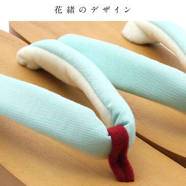 桐下駄 浴衣用 <明るい茶台/水色 デニム花緒> Lサイズ フリーサイズ ハイヒール 厚底 ViVISienne 【下駄 浴衣 ゆかた レトロ 大人 モダン 桐 レディース フリー げた 塗り 夏 痛くない おしゃれ かわいい 】